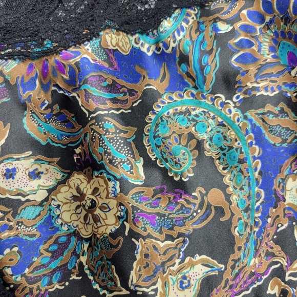 Wacoal 90s Vintage Black Lace Teddy w/ Rare Fine Paisley Pattern EVC Size M - Picture 8 of 11